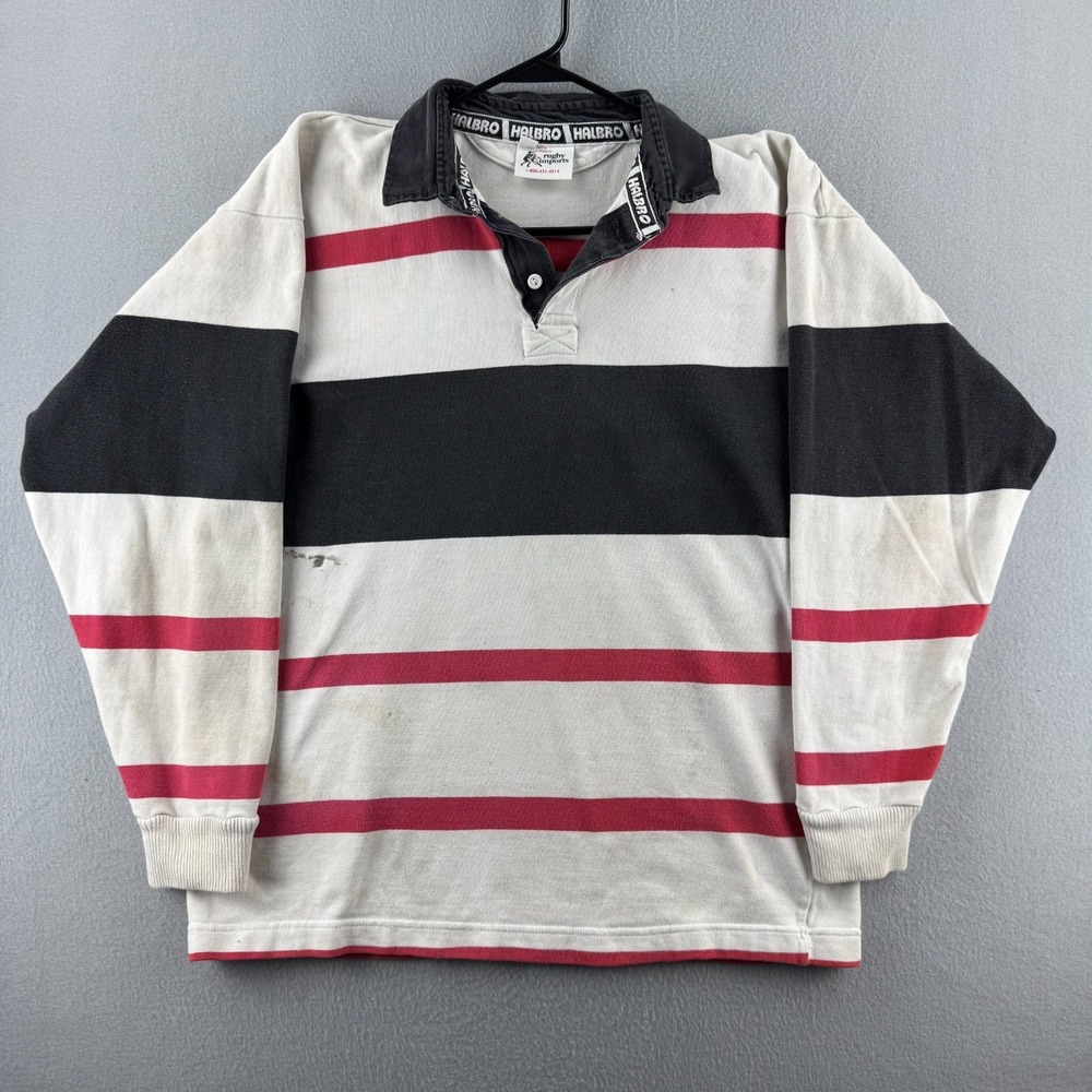 Vintage Halbro Rugby Shirt Mens 46 (Fits XL) 90s Made in USA Cotton Jersey